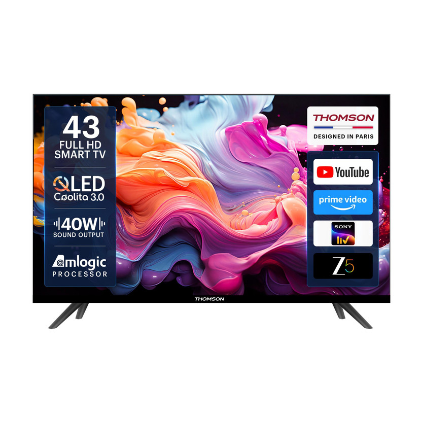 Thomson World Cup 108 cm (43 inch) Full HD LED Smart Linux TV with 40 W Sound Output | Wide View Angle | Vivid Color | Bezel-Less Design | Web Browser | Sports Mode(43Alpha005BL)