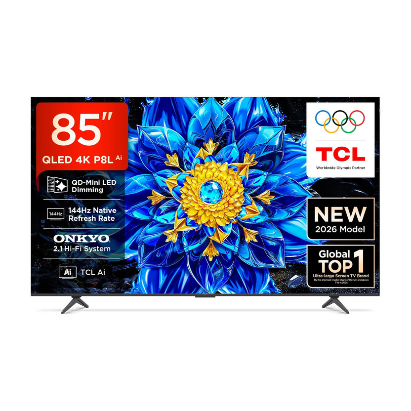 Google TCL P8L 215 cm (85 inch) QLED Ultra HD (4K) Smart Google TV 2026 Edition with HVA Panel Dolby Vision- Atmos 46W 144 Hz Native Refresh Rate ONKYO 2.1 Subwoofer TCL AI MEMC 120 Hz Airplay 2(85P8L) - Flipkart Deal