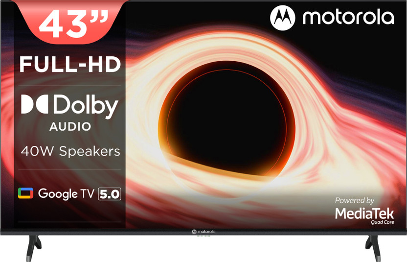 MOTOROLA 109 cm (43 inch) QLED Full HD Smart Google TV with 5.0 OS, 40 W speaker, and Dolby Audio(43FHDGQMVSMQ)