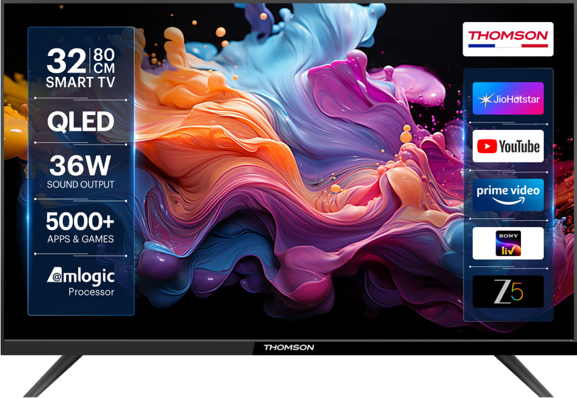 Thomson Alpha QLED 80 cm (32 inch) QLED HD Ready Smart Linux TV with 36W Sound Output | Web Browser | Sports Mode | Bezel - Less Design(32AlphaQ019)
