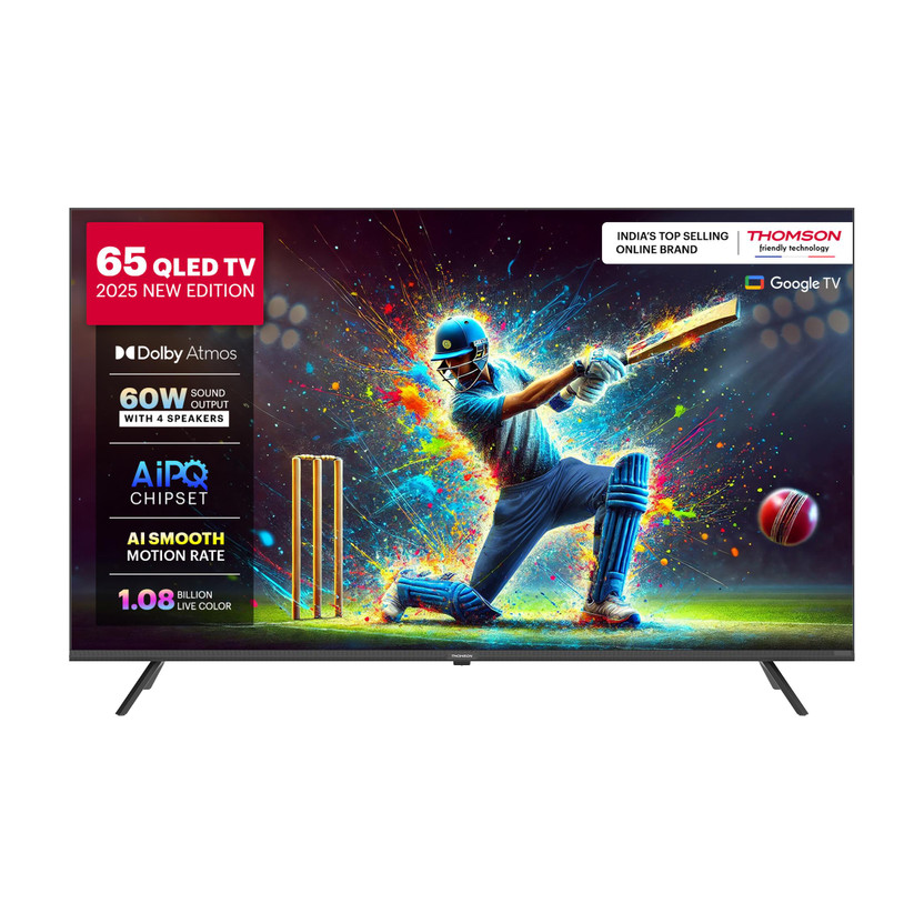 Google Thomson Phoenix 2025 Edition 164 cm (65 inch) QLED Ultra HD (4K) Smart Google TV with Dolby Atmos 4 Speakers 60 Watts Sound Output Al Smooth Motion Rate HDR 10 Google Assistant(65QAI1035) - Flipkart Deal