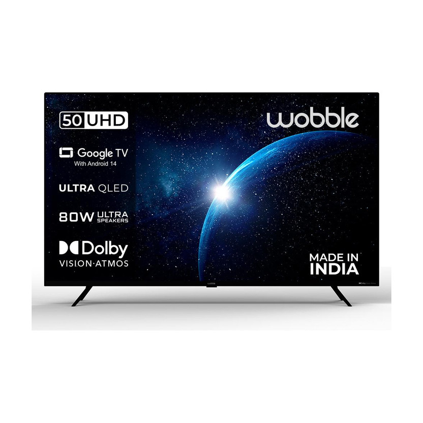 Wobble X Series 127 cm (50 inch) QLED Ultra HD (4K) Smart Google TV with MEMC Dolby Vision| 80W Dolby Atmos |ALLM 120Hz VRR(WB50QDXGU2875T24)