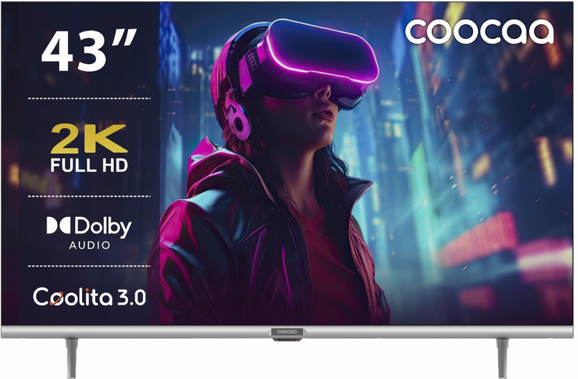 Coocaa 108 cm (43 inch) Full HD LED Smart Coolita TV with Dolby Audio and Eye Care Technology(43S3U Plus)