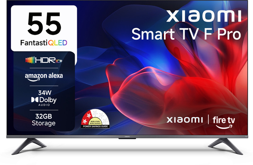XIAOMI F Pro 138 cm (55 inch) QLED Ultra HD (4K) Smart Fire TV with 34W Box Speakers | Dolby Surround Sound| 32GB Storage | Filmmaker Mode| Alexa | Mi TV(L55MB-FPIN)