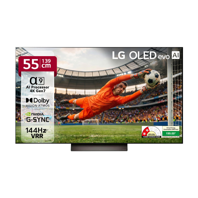 LG AI TV OLED evo C4 139 cm (55 inch) OLED Ultra HD (4K) Smart WebOS TV with Alpha 9 AI Processor 4K Gen7 | AI Picture Pro | Dolby Vision | AI Sound Pro (Virtual 9.1.2ch Up-mix) | Dolby Atmos | 144Hz VRR | 40W Sound Output | Magic Remote| Nvidia G-Sync & AMD Freesync Certified(OLED55C46LA)