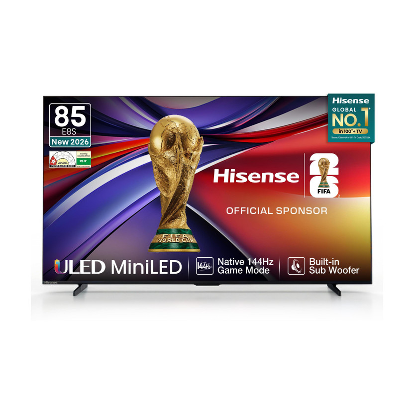 Hisense Hisense 214.78 cm (85 inch) Ultra HD (4K) Mini LED Smart VIDAA TV 2026 Edition with Native 144Hz Game Mode , Hi-View AI Engine , Full Array Local Dimming Pro , Total HDR Solution , 61W Speakers with Built-in Subwoofer , Hands-Free Voice Control , VIDAA OS(85E8S) - Flipkart Deal
