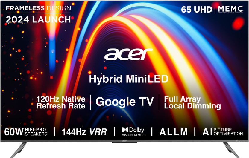 Acer 163.9 cm (65 inch) Ultra HD (4K) Mini LED Smart Google TV(AR65UDMGR2885AT)