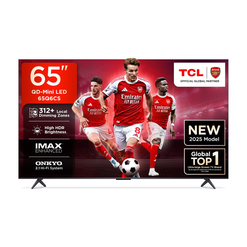 TCL 65Q6CS 164 cm (65 inch) Ultra HD (4K) Mini LED Smart Google TV with High HDR Brightness | 312+ Dimming Zones | AiPQ Processor | Dolby Vision-Atmos 40 W ONKYO 2.1 Hi-Fi System | IMAX Enhanced(65Q6CS)