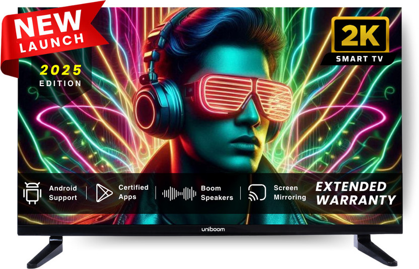 Uniboom ULTIMA 80 cm (32 inch) HD Ready LED Smart Android TV with 30W Sonic Boom Speakers - Aura Vision+ Display - Mobile Screen Cast - 1000+ Smart Apps - Games(32S-ULTIMA)
