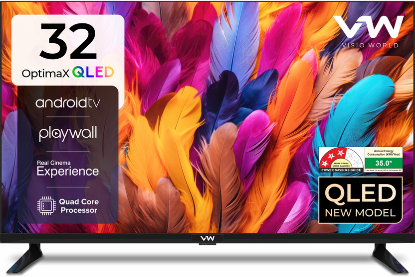 VW OptimaX Series 80 cm (32 inch) QLED HD Ready Smart Android TV 2025 Edition(VW32AQ1)
