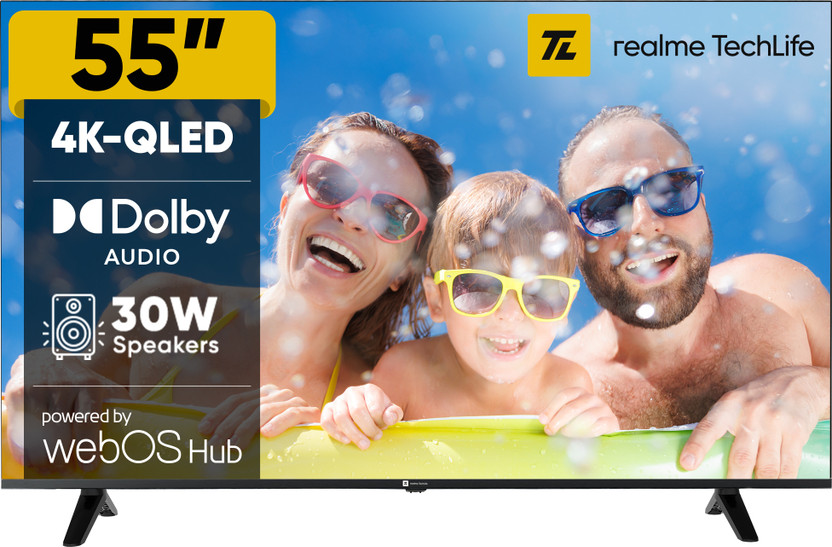 realme TechLife 139 cm (55 inch) QLED Ultra HD (4K) Smart WebOS TV(55UHDWQRALLQ)
