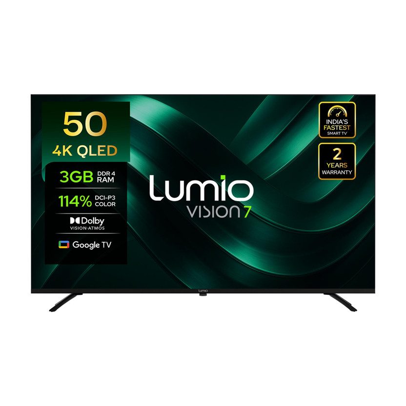Google Lumio Vision 7 127 cm (50 inch) QLED Ultra HD (4K) Smart Google TV with 4K HDR Dolby Vision + Atmos Over 100% Colour India’s Fastest Smart TV* with 3GB RAM(FTW2-ADSG) - Flipkart Deal