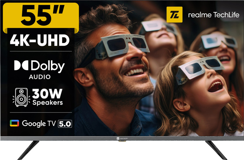 realme TechLife 139 cm (55 inch) Ultra HD (4K) LED Smart Google TV(55UHDGDRDDVB)