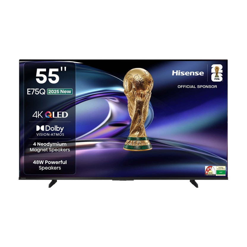 Hisense 55E75Q 139 cm (55 inch) QLED Ultra HD (4K) Smart VIDAA TV with 4 Speakers 48W Powerful Speakers| Dolby Vision Atmos| Cricket Mode(55E75Q)