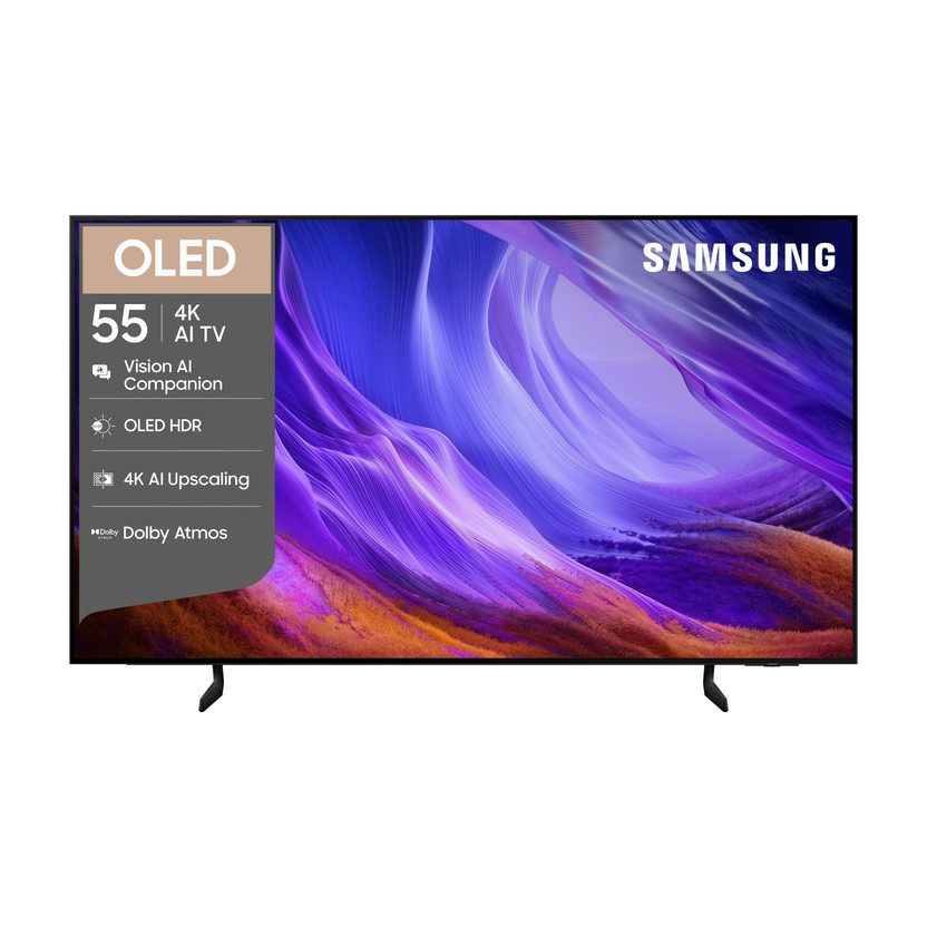 Samsung Vision AI 138 cm (55 inch) OLED Ultra HD (4K) Smart Tizen TV 2026 Edition with 4K AI Upscaling OLED HDR NQ4 AI Gen2 Processor AI Football Mode Multiple Voice Assistance Remote Control Dolby Atmos Samsung Knox Security 150+ Free Channels(QA55S85HAELXL)