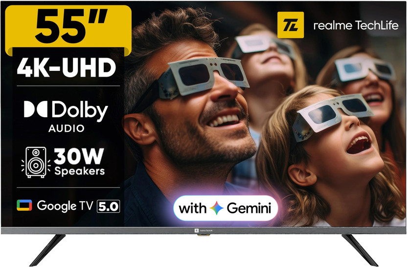 realme TechLife 139 cm (55 inch) Ultra HD (4K) LED Smart Google TV(55UHDGDRDDVB)