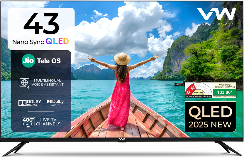 VW Nano Sync Series 109 cm (43 inch) QLED Ultra HD (4K) Smart JioTele OS TV 2025 Edition(VW43JQ1)