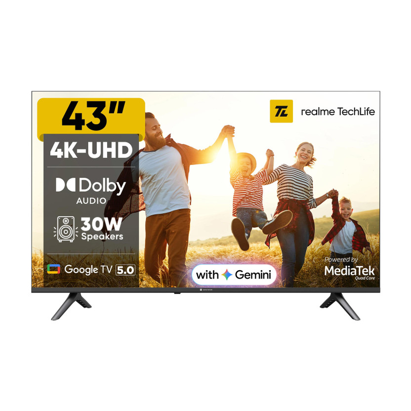 realme TechLife 108 cm (43 inch) Ultra HD (4K) LED Smart Google TV 2026 Edition(43UHDGDRWSDB)