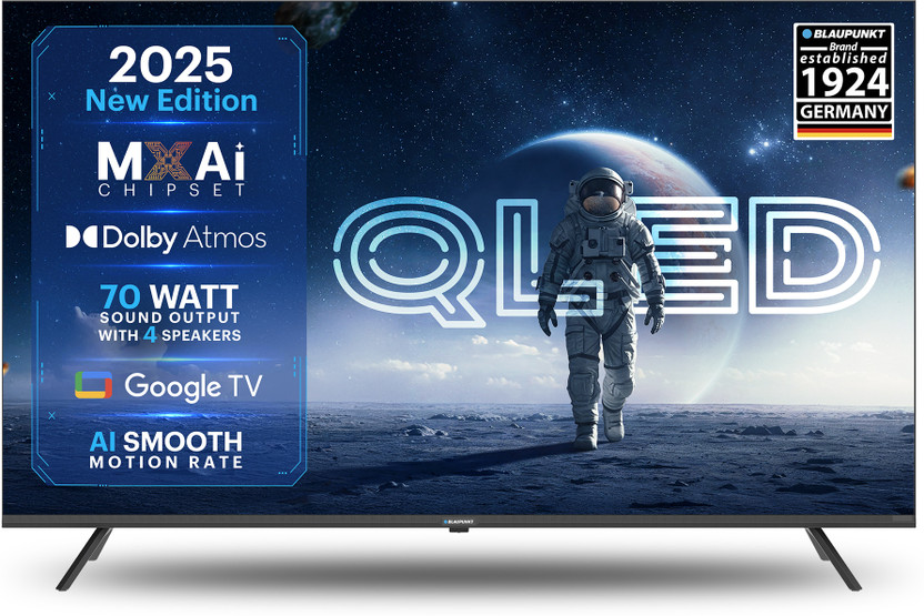 Blaupunkt Quantum Dot 139 cm (55 inch) QLED Ultra HD (4K) Smart Google TV with Dolby Atmos 70 Watts Sound Output 4 Speakers AI Smooth Motion Rate HDR 10 with WCG Google Assistant(55QC7025)