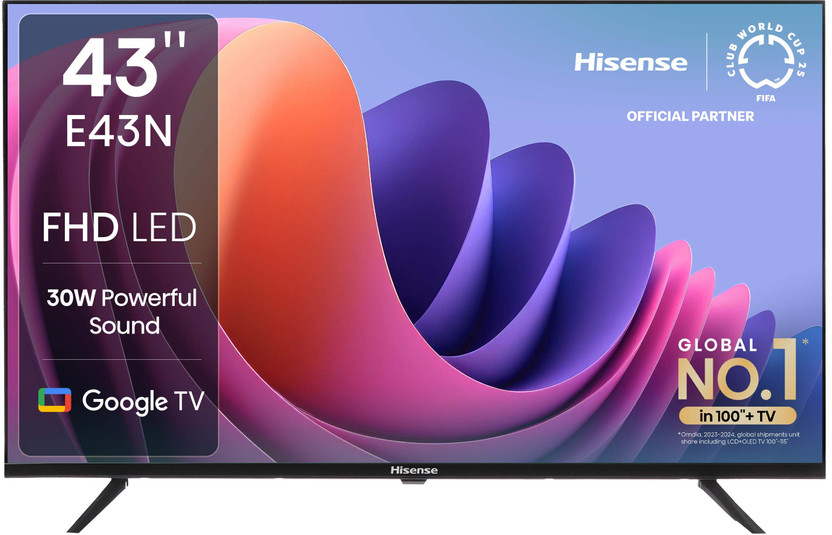 Google Hisense 108 cm (43 inch) Full HD LED Smart Google TV with Dolby Audio, 30W Powerful Sound, HDR 10, Super Bright Panel(43E43N) - Flipkart Deal