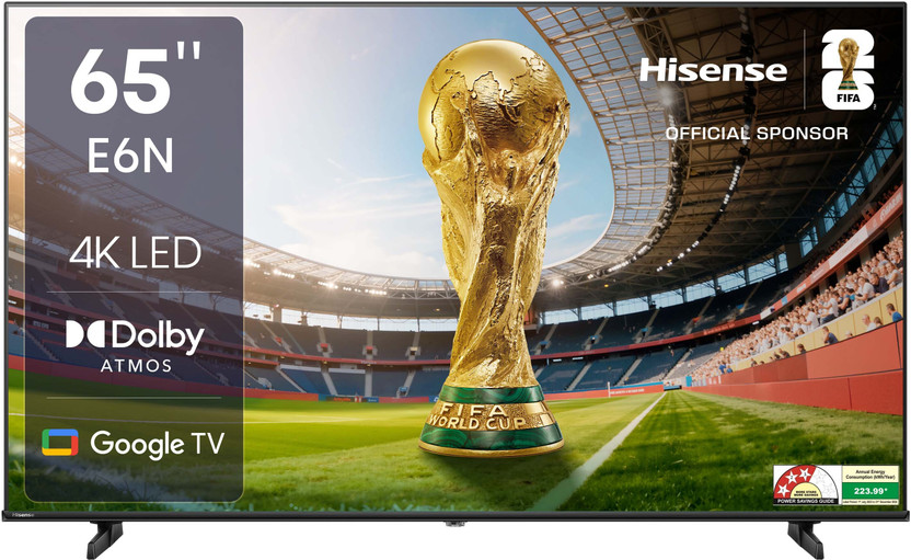 Hisense E6N 164 cm (65 inch) Ultra HD (4K) LED Smart Google TV with Dolby Vision Atmos, Dts Virtual X and 4K AI Upscaler(65E6N)