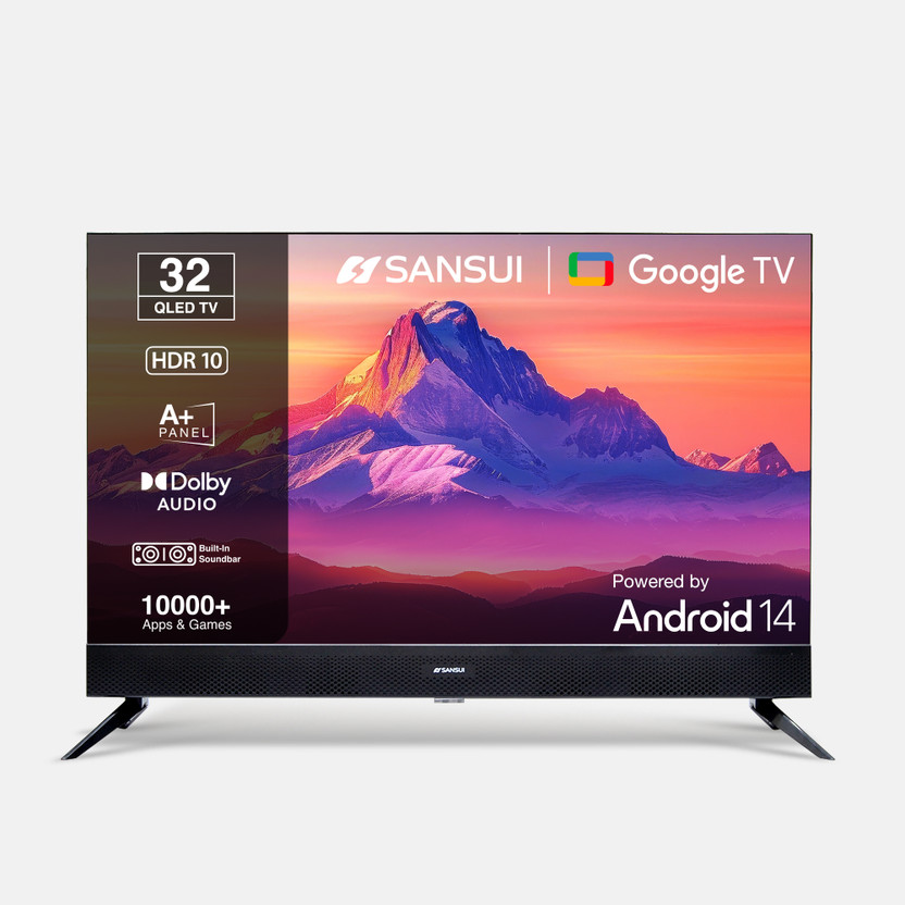 Sansui 80 cm (32 inch) QLED HD Ready Smart Google TV with �HDR10| Dolby Audio| Built-in Soundbar| Filmmaker Mode| 60Hz Refresh(JSS32GSQLED)