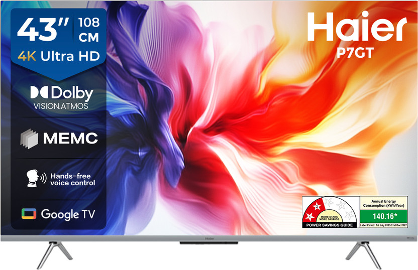 Haier 109 cm (43 inch) Ultra HD (4K) LED Smart Google TV(43P7GT-P)