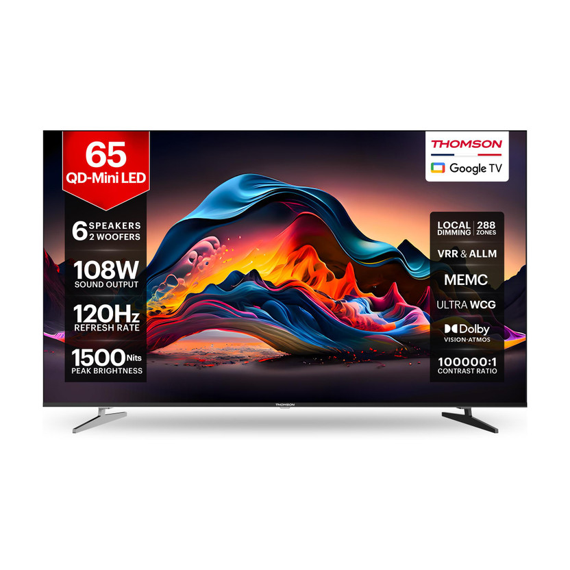 Thomson Masterclass Series 164 cm (65 inch) Ultra HD (4K) Mini LED Smart Google TV with 6 Speaker with 108 W Sound Output Powered by Blaupunkt | Inbuilt 2 Sub-Woofer with Magic Sound| Dolby Atmos | 288 Local Dimming Zones | 120 Hz HSR Refresh Rate | MEMC with ALLM & VRR | 1500 Nits Brightness | Dolb