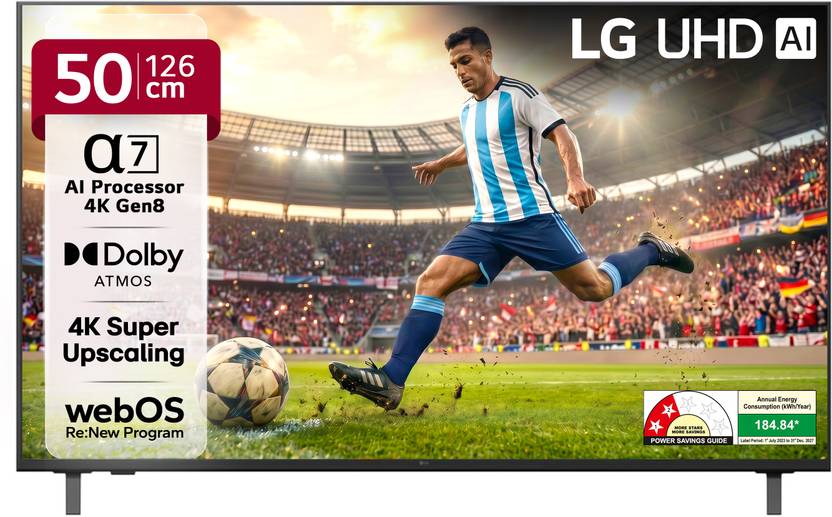 LG AI TV UA8200 126 cm (50 inch) Ultra HD (4K) LED Smart WebOS TV with Alpha7 AI Processor 4K Gen8 | 4K Super Upscaling | AI Picture Pro | 4K Expressi