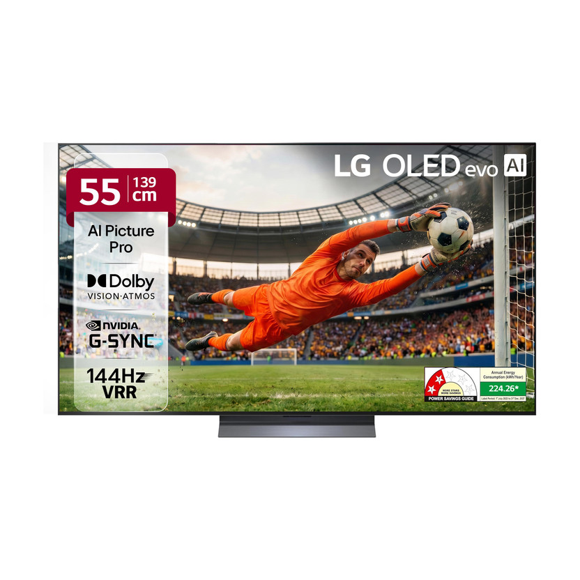 LG evo AI C5 139 cm (55 inch) OLED Ultra HD (4K) Smart WebOS TV with Alpha 9 AI Processor 4K Gen8 Brightness Booster AI Picture Pro Dolby Vision AI Sound Pro (Virtual 11.1.2ch Up-mix) Dolby Atmos Up to 144Hz Variable Refresh Rate 40W Sound Output 2.5 GB RAM 16 GB ROM Nvidia G-Sync & AMD Freesync Com