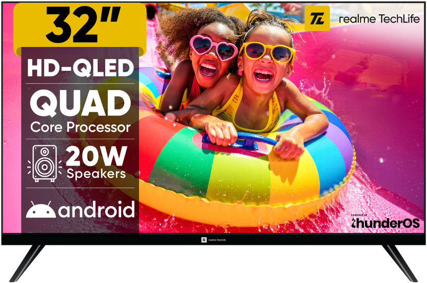 Realme realme TechLife 80 cm (32 inch) QLED HD Ready Smart Android TV 2025 Edition(32HDSQRAWTQ) - Flipkart Deal