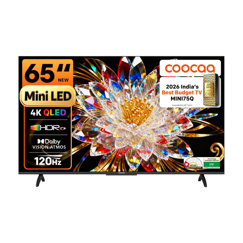 Coocaa 164 cm (65 inch) Ultra HD (4K) Mini LED Smart Google TV with Local Dimming -2025 Edition | Dolby Vision & Dolby Atmos | HDR 10+ | Filmmaker Mode | 120Hz Game Accelerator | ALLM & MEMC | Wide Colour Gamut | 36W Sound | 32 GB Storage(65MINI75Q)