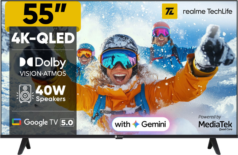 realme TechLife 139 cm (55 inch) QLED Ultra HD (4K) Smart Google TV 2026 Edition(55UHDGQRASDQ)