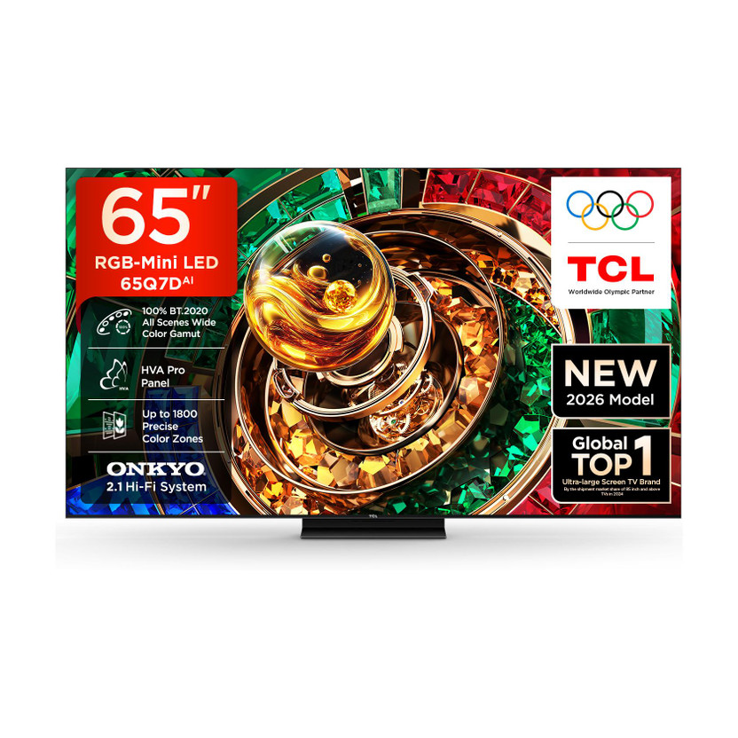 Google TCL Q7D 163.83 cm (65 inch) Ultra HD (4K) Mini LED Smart Google TV 2026 Edition with Up to 1800 Precise Dimming Zones,Up to HDR 2000 nits, 288 VRR, 46W ONKYO 2.1Hi-Fi, 3GB RAM+64GB ROM with RGB-Mini LED(65Q7D) - Flipkart Deal