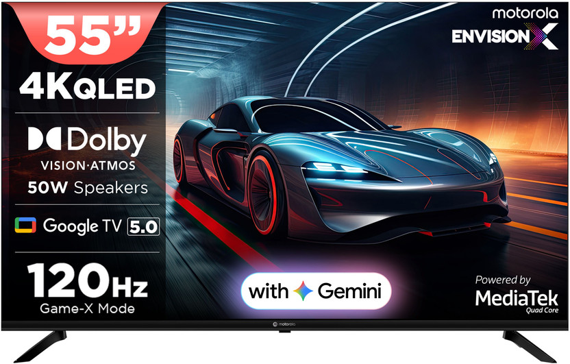 MOTOROLA 140 cm (55 inch) QLED Ultra HD (4K) Smart Google TV(55UHDGQMGBNQ)