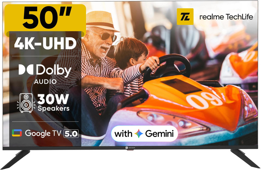 realme TechLife 126 cm (50 inch) Ultra HD (4K) LED Smart Google TV(50UHDGDRDDVB)
