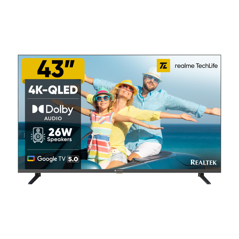 realme TechLife 108 cm (43 inch) QLED Ultra HD (4K) Smart Google TV 2026 Edition(43UHDGQRDDRQ)
