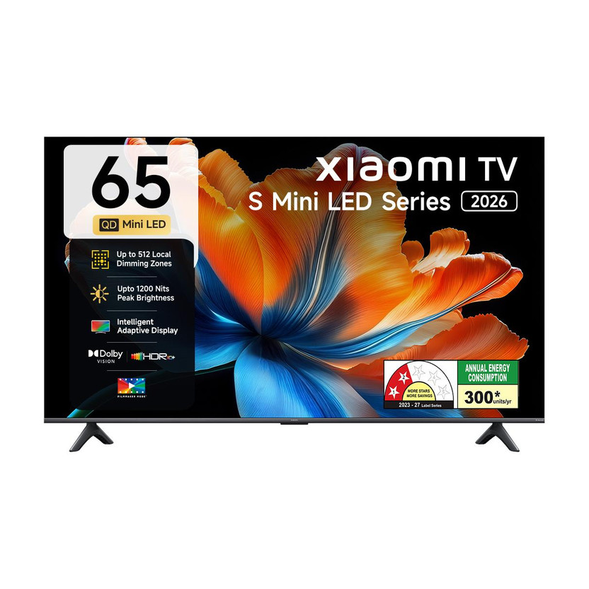 XIAOMI S Series 164.59 cm (65 inch) Ultra HD (4K) Mini LED Smart Google TV 2026 Edition with Flagship Mini LED Backlight Technology Ultra High 1200 nits brightness Upto 512 local dimming zones 34W Quad Dolby Audio Quantum Dot magiQ Dolby Vision�Mi TV�(L65MC-IN)