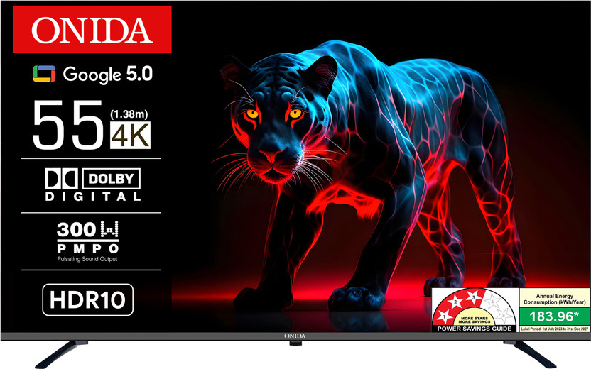 ONIDA 138 cm (55 inch) Ultra HD (4K) LED Smart Google TV 2025 Edition with Dolby Digital & HDR 10(55UZI)