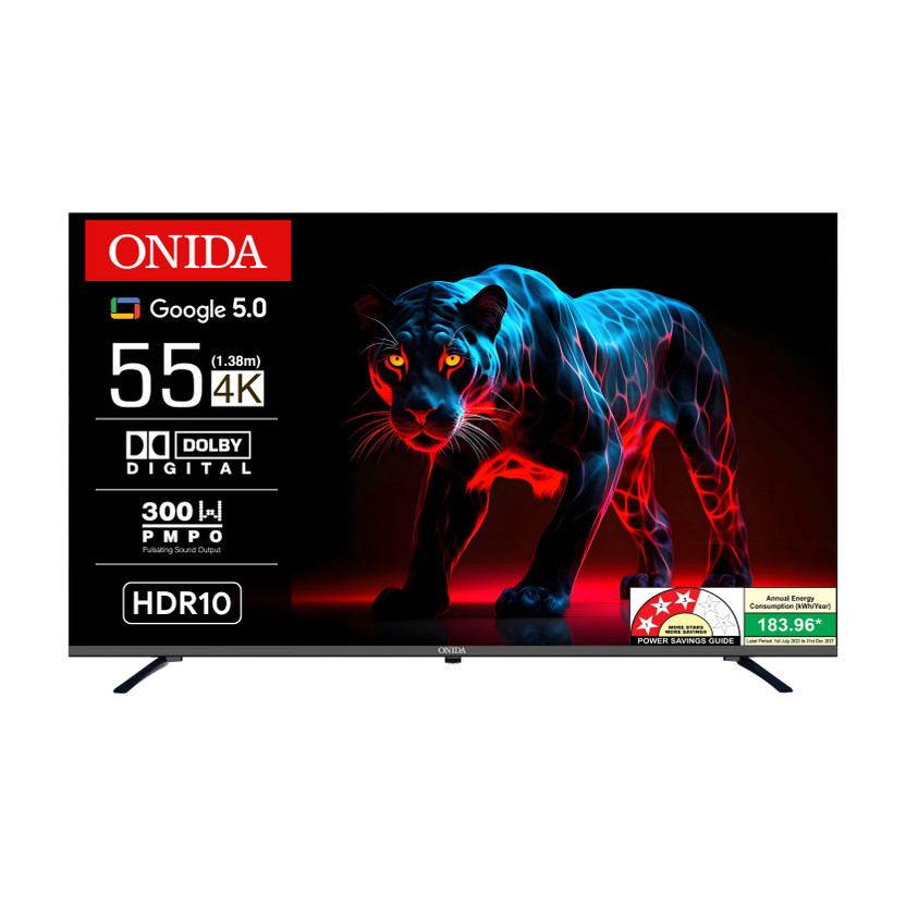 ONIDA 138 cm (55 inch) Ultra HD (4K) LED Smart Google TV 2025 Edition with Dolby Digital & HDR 10(55UZI)