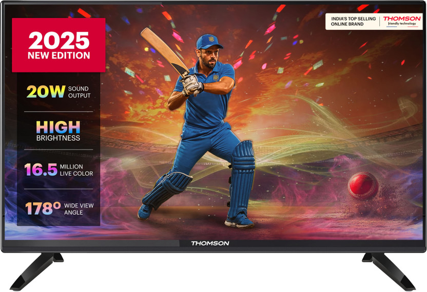 Thomson 60 cm (24 inch) HD Ready LED TV with 20W Sound Output | 2 Speakers | Wide View Angle| Vivid Color | Bezel Design | Sports Mode(24TM2490-25)