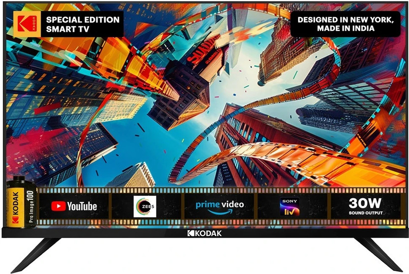 KODAK Special Edition 108 cm (43 inch) Full HD LED Smart Linux TV with 30W Sound Output & Bezel-Less Design(43SE5004BL)