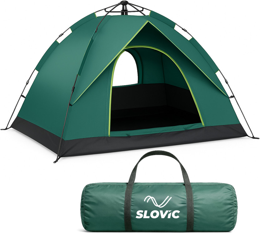 SLOVIC Camping Tent for 3 Person | Durable & Water Proof | Sun Protection Tent - For All Person(Green)