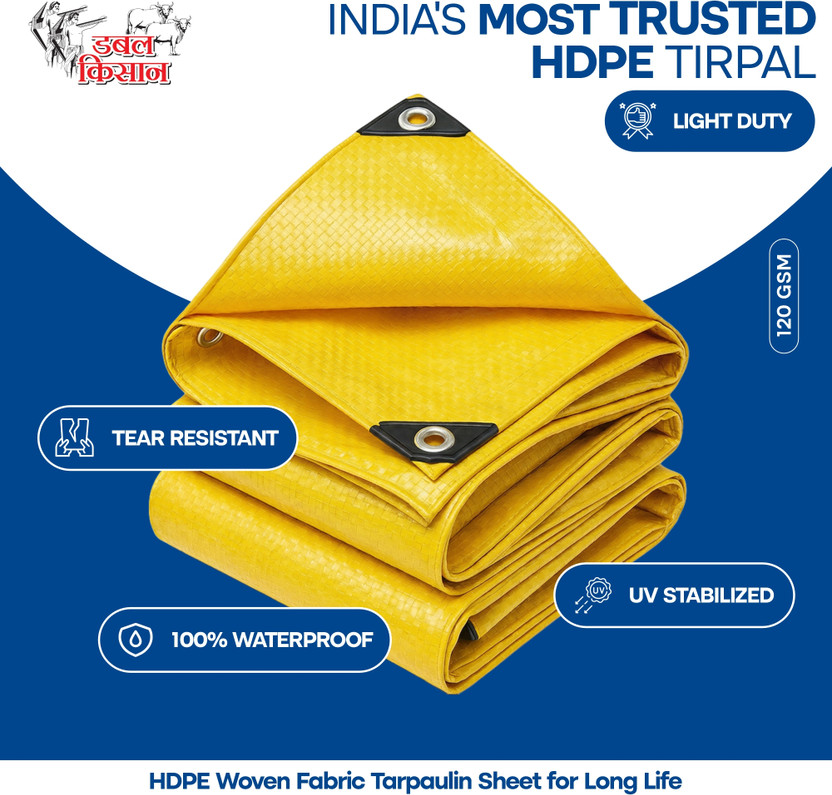 Double Double Kissan 6FTX6FT-120-Y Tent - For Farming, Construction Site, Vehicle Cover, Outdoor Storage, Warehouse Cover, Tent Shade(Yellow) - Flipkart Deal