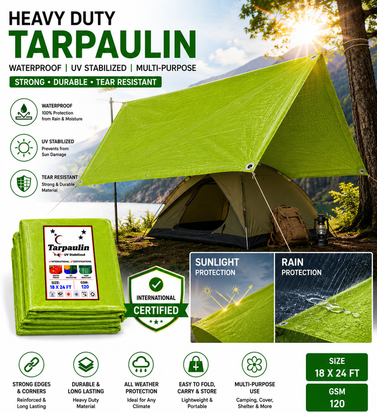 GrahLogy GrahLogy Industrial Grade Cover Sheet 18x24 FT Tent - For Agriculture, Transport & Cargo, Camping & Outdoor, Storage & Warehouse(Green) - Flipkart Deal