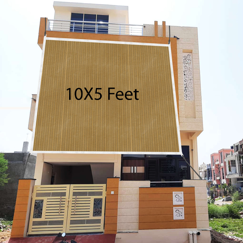 Green Décor HDPE Shade Sail Green Outdoor Sun Shade Canopy 10X5 Feet Tent - For Garden Terrace Balcony Patio Outdoor(Beige)