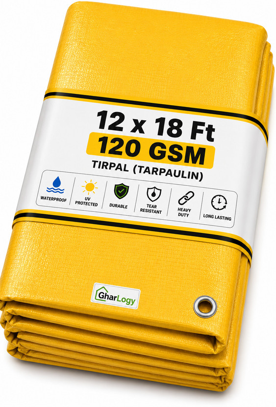 GharLogy GharLogy 12x18Ft UV Protected Waterproof Yellow Tirpal Farming Rainproof Protection Tent - For Agriculture Use, Roof Covering, Warehouse Storage, Vehicle Protection(Yellow) - Flipkart Deal