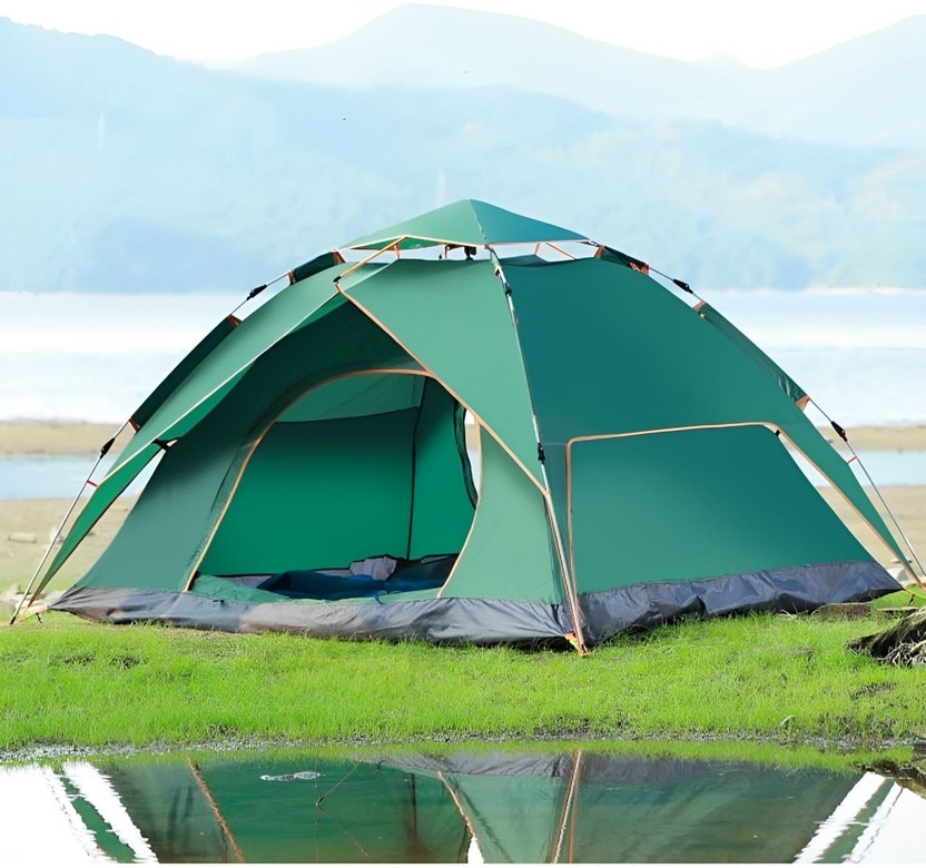 KriShyam ® 3-4 Person Automatic Double Door Camping Tent Anti UV and Waterproof Tent - For Camping, Outdoor, Trekking(Green)