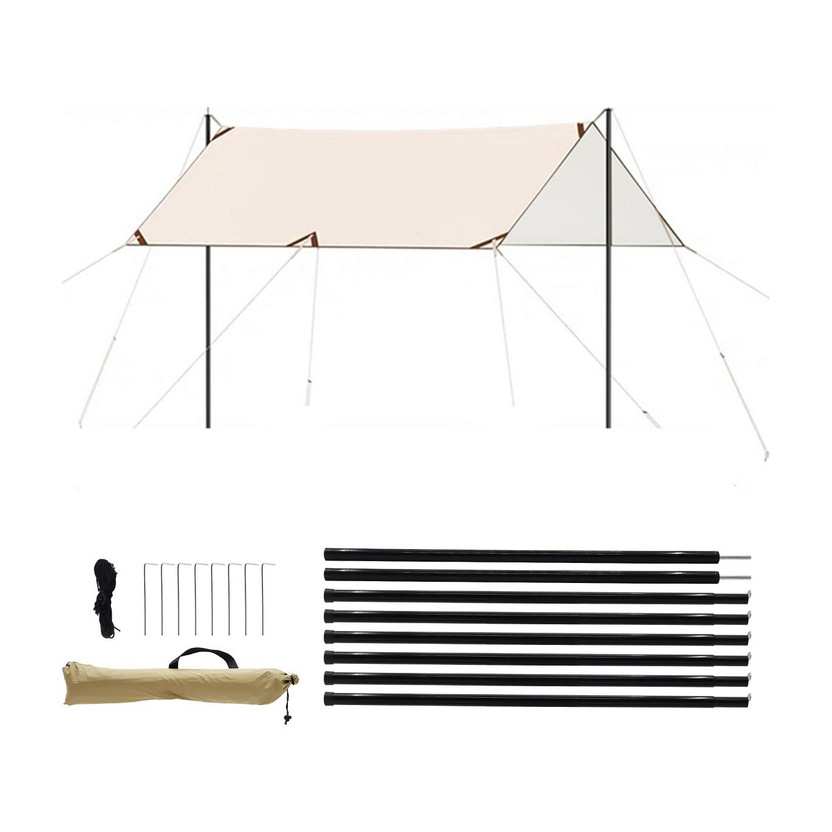 ELEPHANTBOAT Outdoor Canopy Tent Kit Waterproof Gazebo for Camping BBQ RV Picnic Tent - For Camping, BBQ, RV Travel, Picnic(Beige)