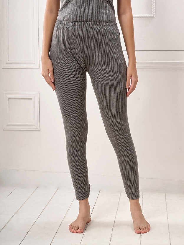 LUX INFERNO Charcoal Melange Trousers Women Pyjama Thermal